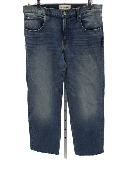 Slvrlake Women Straight Jeans High Waist Blue Cotton Button 25in Size 30