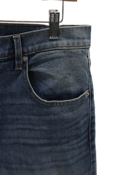 Slvrlake Women Straight Jeans High Waist Blue Cotton Button 25in Size 30