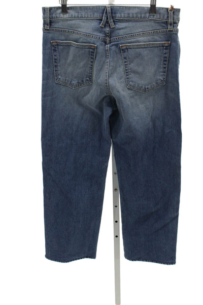 Slvrlake Women Straight Jeans High Waist Blue Cotton Button 25in Size 30
