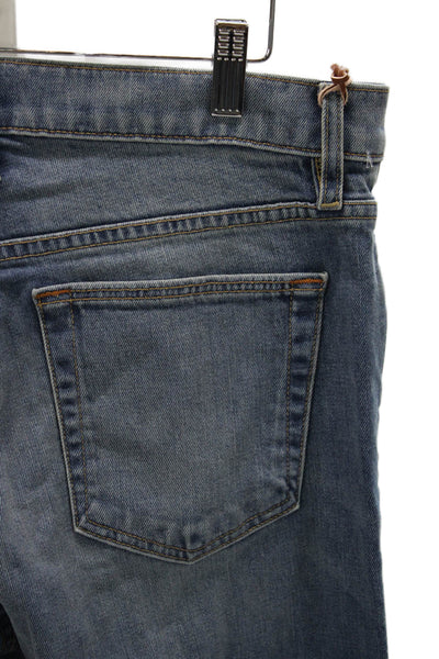 Slvrlake Women Straight Jeans High Waist Blue Cotton Button 25in Size 30