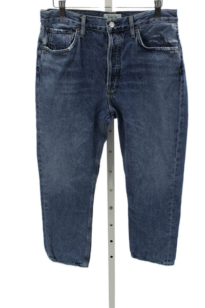Agolde Women Straight High Waist Blue Cotton Jeans Size 29