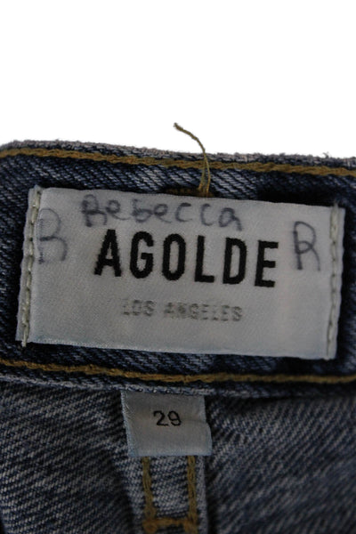 Agolde Women Straight High Waist Blue Cotton Jeans Size 29