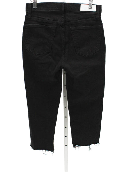 Re/Done Women Cropped High Waist Black Jeans Size 28