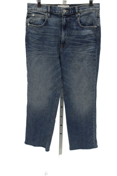 Slvrlake Women Straight Blue High Waist Cotton Jeans Button Size 30