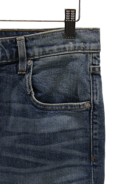 Slvrlake Women Straight Blue High Waist Cotton Jeans Button Size 30