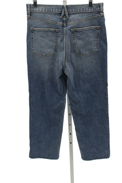 Slvrlake Women Straight Blue High Waist Cotton Jeans Button Size 30