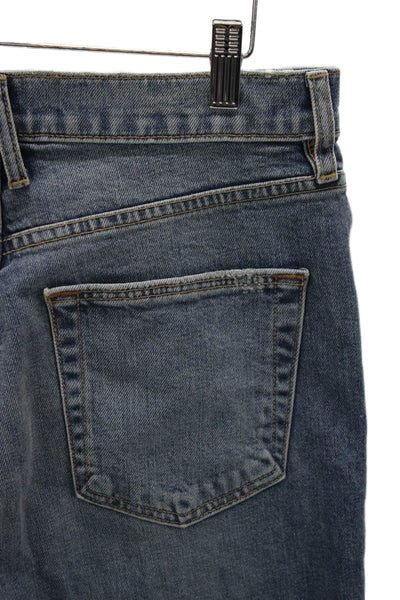 Slvrlake Women Straight Blue High Waist Cotton Jeans Button Size 30