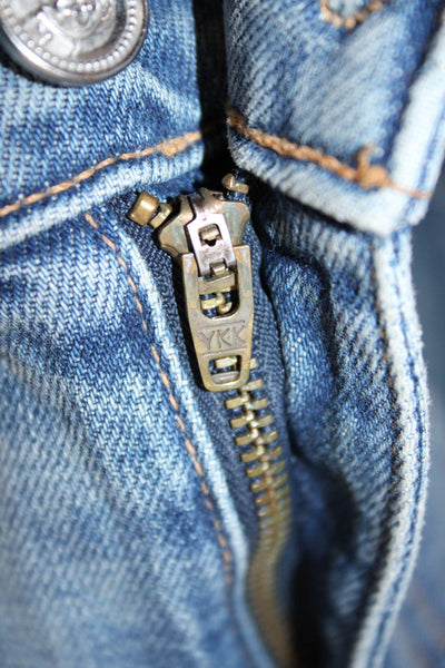 Slvrlake Women Straight Blue High Waist Cotton Jeans Button Size 30