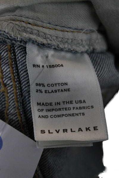 Slvrlake Women Straight Blue High Waist Cotton Jeans Button Size 30