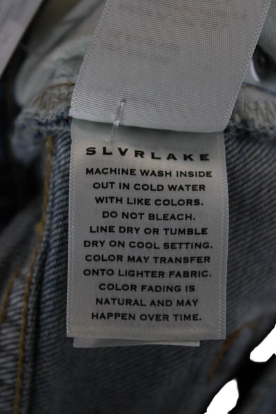 Slvrlake Women Straight Blue High Waist Cotton Jeans Button Size 30