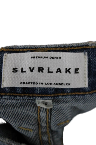 Slvrlake Women Straight Blue High Waist Cotton Jeans Button Size 30