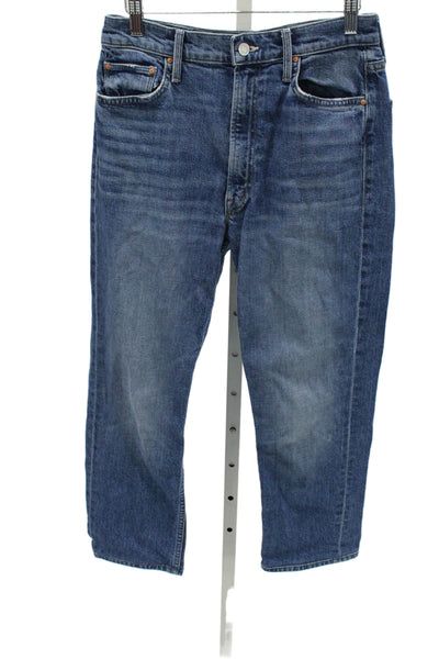 Mother Superior Womens Straight Jeans Blue High Waist Button 25in Size 30