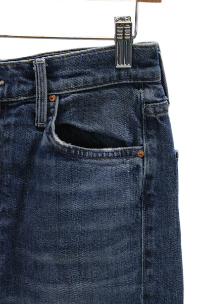Mother Superior Womens Straight Jeans Blue High Waist Button 25in Size 30