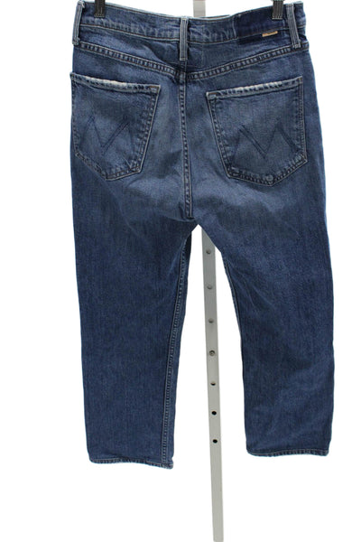Mother Superior Womens Straight Jeans Blue High Waist Button 25in Size 30