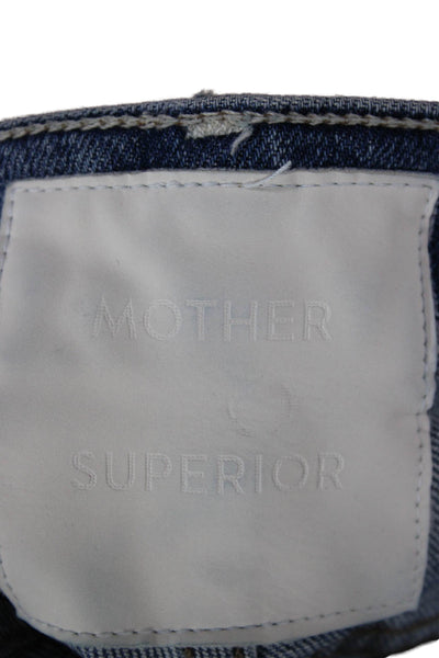 Mother Superior Womens Straight Jeans Blue High Waist Button 25in Size 30