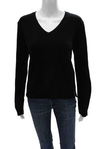J Crew Women Black Wool V-Neck Pullover Sweater Long Sleeve Size M