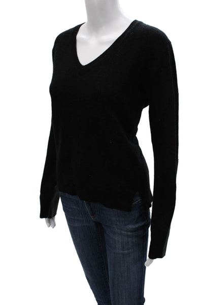 J Crew Women Black Wool V-Neck Pullover Sweater Long Sleeve Size M