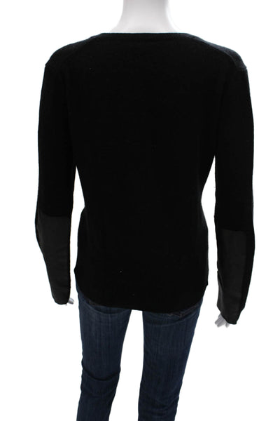 J Crew Women Black Wool V-Neck Pullover Sweater Long Sleeve Size M