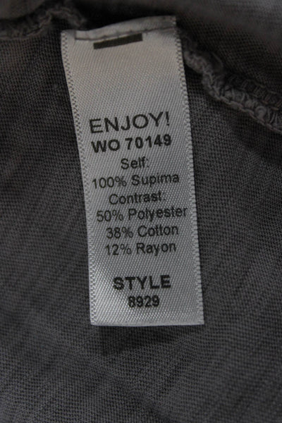 Michael Stars Women Basic Gray Cotton V-Neck Long Sleeve T-Shirt Size One Size