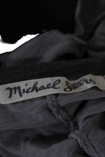 Michael Stars Women Basic Gray Cotton V-Neck Long Sleeve T-Shirt Size One Size