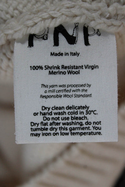 Puppets and Puppets Womens Ivory Merino Wool Crew Neck Pullover Size S