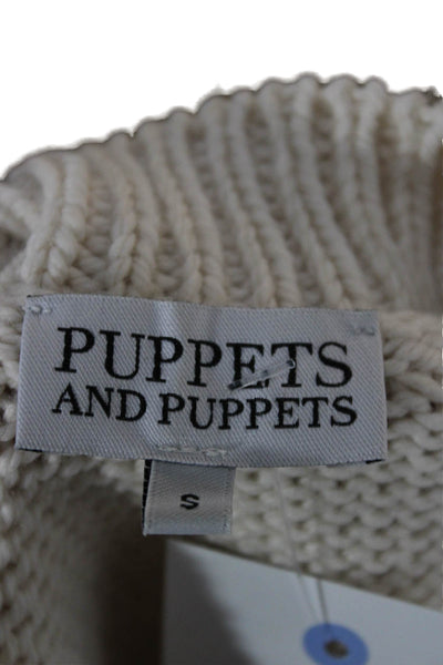 Puppets and Puppets Womens Ivory Merino Wool Crew Neck Pullover Size S