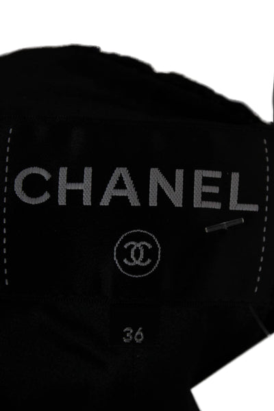 Chanel Women Basic Jacket Black Geometric Button Long Sleeve Viscose Size 36