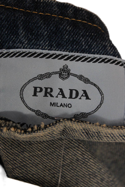 Prada Women Basic Jacket Blue Cotton Button Long Sleeve Fall Size 36