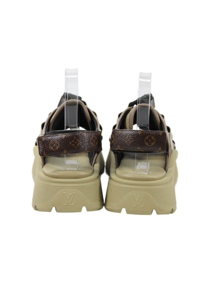 Louis Vuitton Womens Chameleon Comfort Sandals Shoes Khaki Size 7N