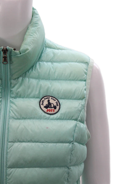 Jott Women Puffer Jacket Green Nylon Zip Sleeveless Size XS