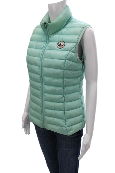 Jott Women Puffer Jacket Green Nylon Zip Sleeveless Size XS