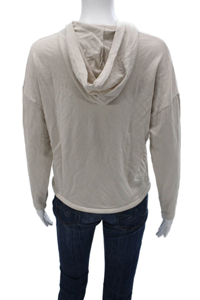 Majestic Filatures Women Pullover Hoodie Beige Viscose Longsleeve Size S