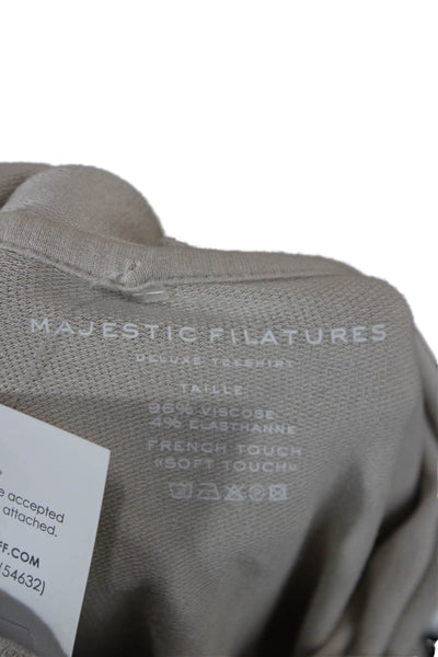 Majestic Filatures Women Pullover Hoodie Beige Viscose Longsleeve Size S