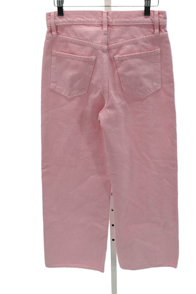 Frame Womens Wide Leg Jeans Pink Cotton Button Fly Inseam 28 Size 25