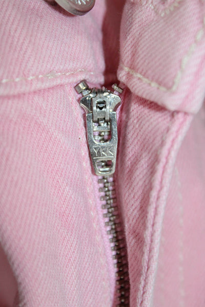 Frame Womens Wide Leg Jeans Pink Cotton Button Fly Inseam 28 Size 25