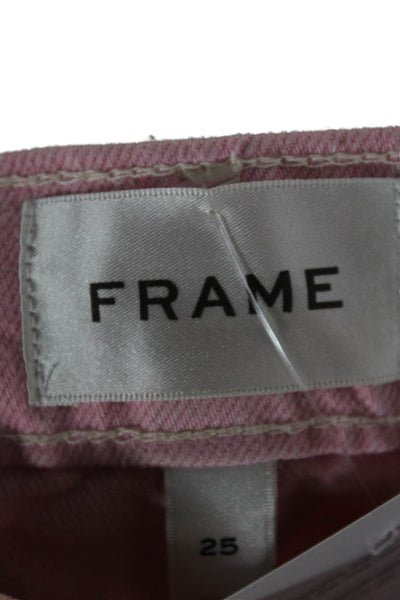 Frame Womens Wide Leg Jeans Pink Cotton Button Fly Inseam 28 Size 25
