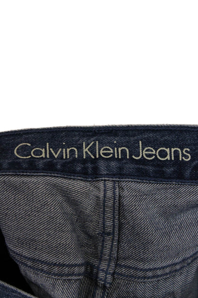 Calvin Klein Jeans Unisex Adults Straight Jeans Blue Striped Cotton Size 29