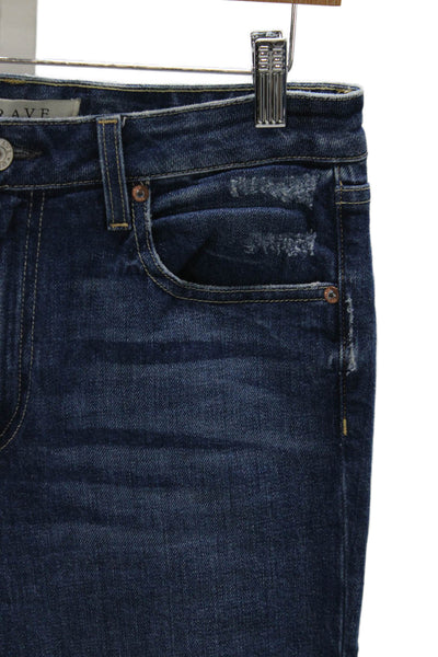 Trave Womens Cropped Jeans Blue High Rise Cotton Button Closure Size 29