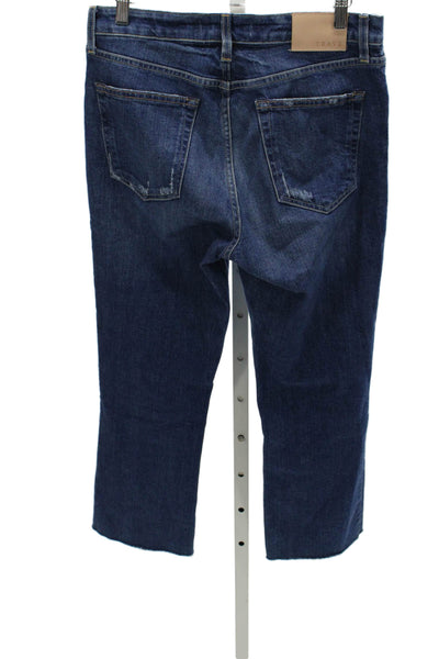 Trave Womens Cropped Jeans Blue High Rise Cotton Button Closure Size 29