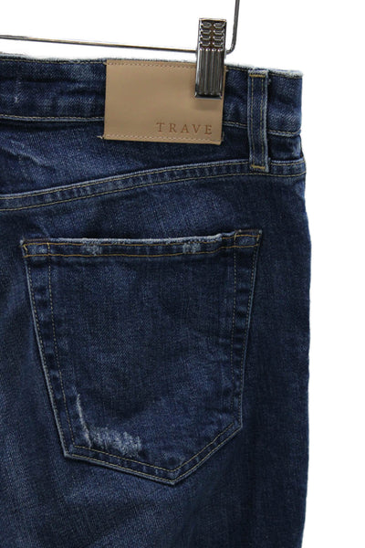 Trave Womens Cropped Jeans Blue High Rise Cotton Button Closure Size 29