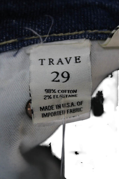 Trave Womens Cropped Jeans Blue High Rise Cotton Button Closure Size 29
