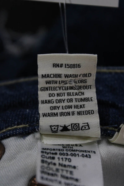 Trave Womens Cropped Jeans Blue High Rise Cotton Button Closure Size 29