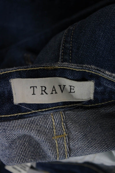 Trave Womens Cropped Jeans Blue High Rise Cotton Button Closure Size 29