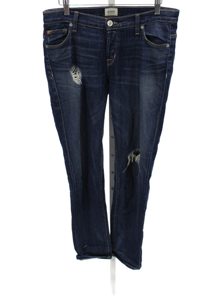 Hudson Women Boyfriend Jeans Blue Tencel Mid Rise Button Inseam 27 Size 25