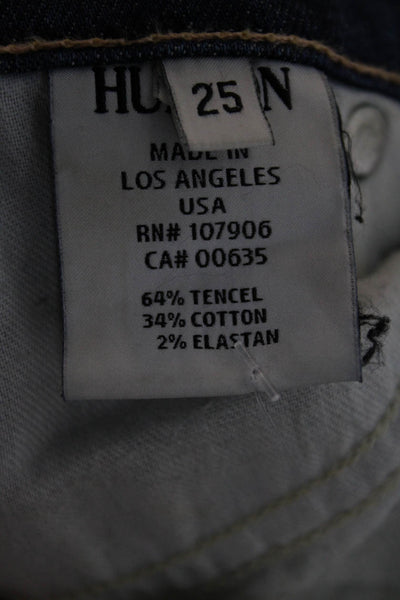 Hudson Women Boyfriend Jeans Blue Tencel Mid Rise Button Inseam 27 Size 25
