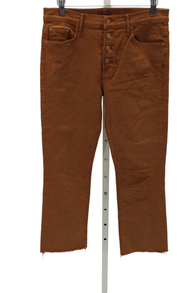 Mother Womens Cropped High Rise Brown Jeans Cotton Blend Size 29