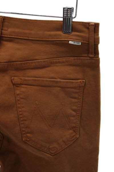 Mother Womens Cropped High Rise Brown Jeans Cotton Blend Size 29