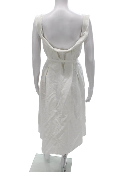 Brock Collection Women White Cotton Cowl Neck Sundress Sleeveless Midi Size 8