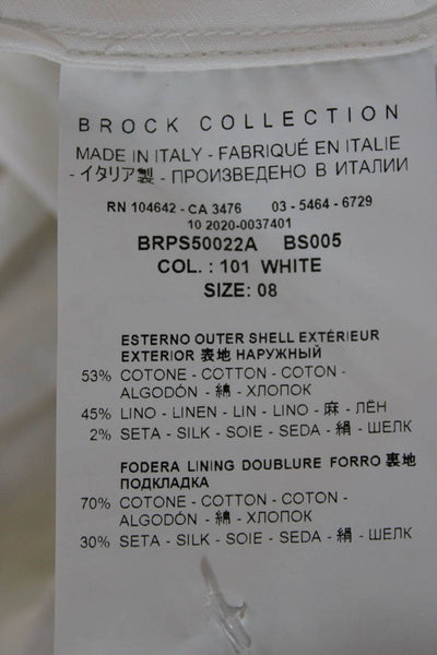 Brock Collection Women White Cotton Cowl Neck Sundress Sleeveless Midi Size 8