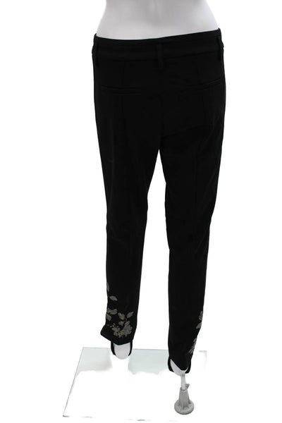 Cambio Womens Floral Viscose Ankle Pants Black Button Petite Size 8